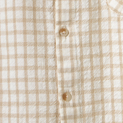 Giggles Checked Collared Shirt with Short Sleeves