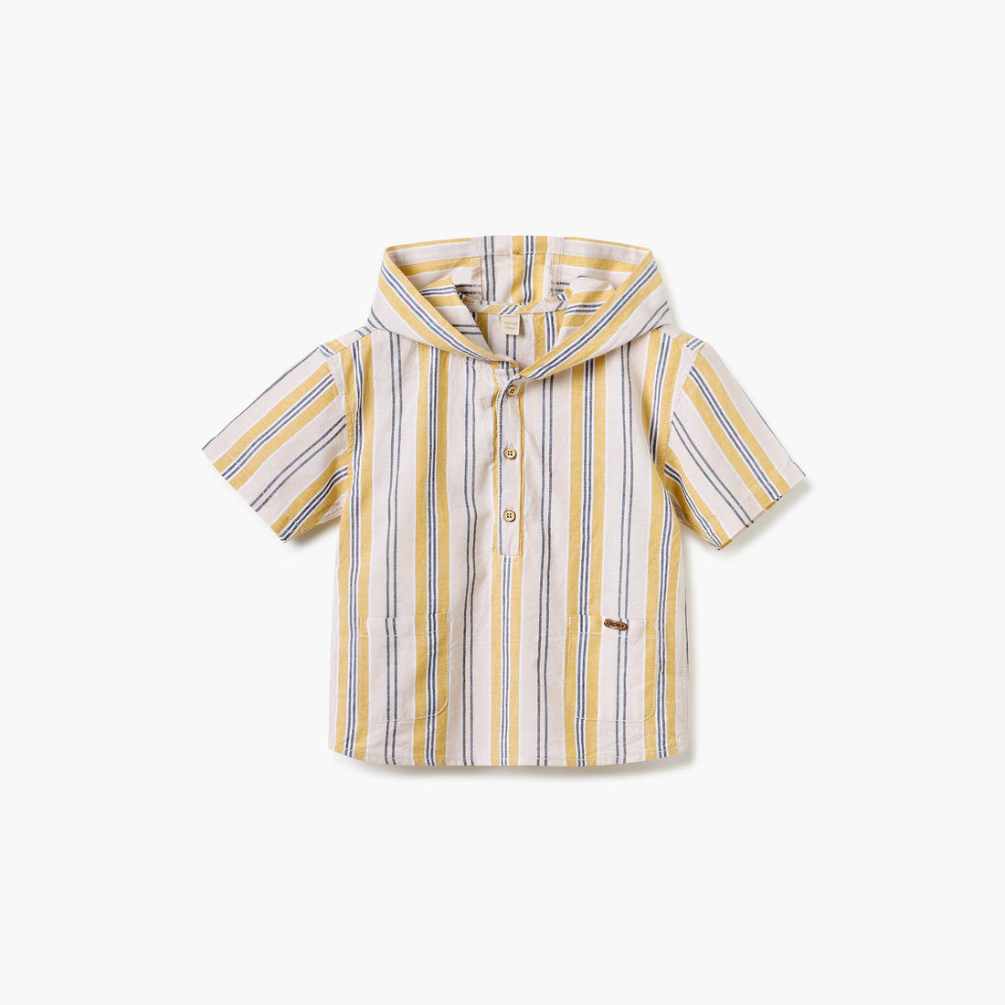 Giggles Striped Shirt with Hood and Short Sleeves