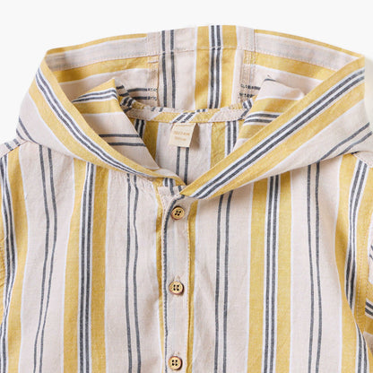Giggles Striped Shirt with Hood and Short Sleeves