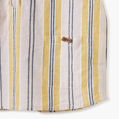 Giggles Striped Shirt with Hood and Short Sleeves