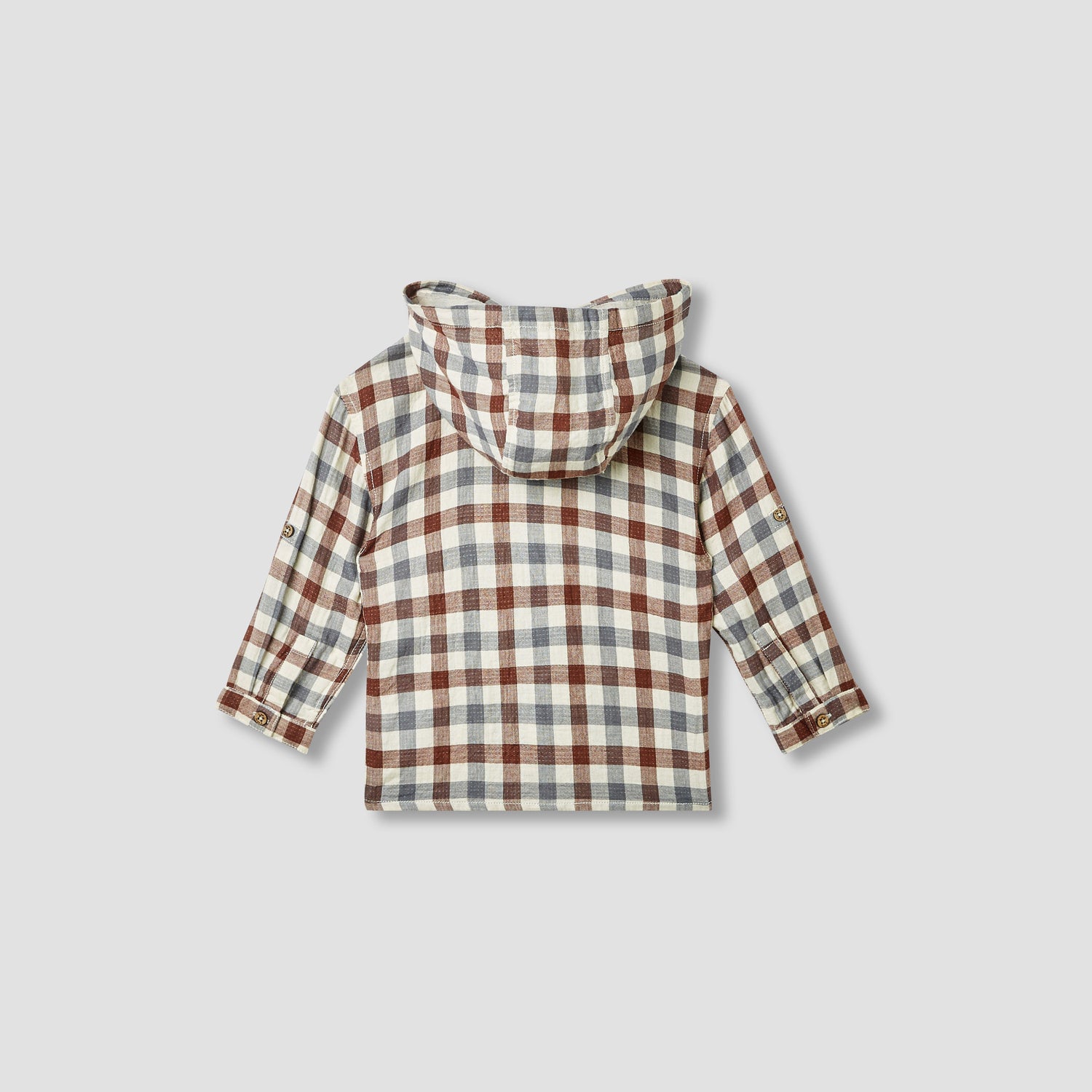 Giggles Checked Hooded Shirt with Long Sleeves