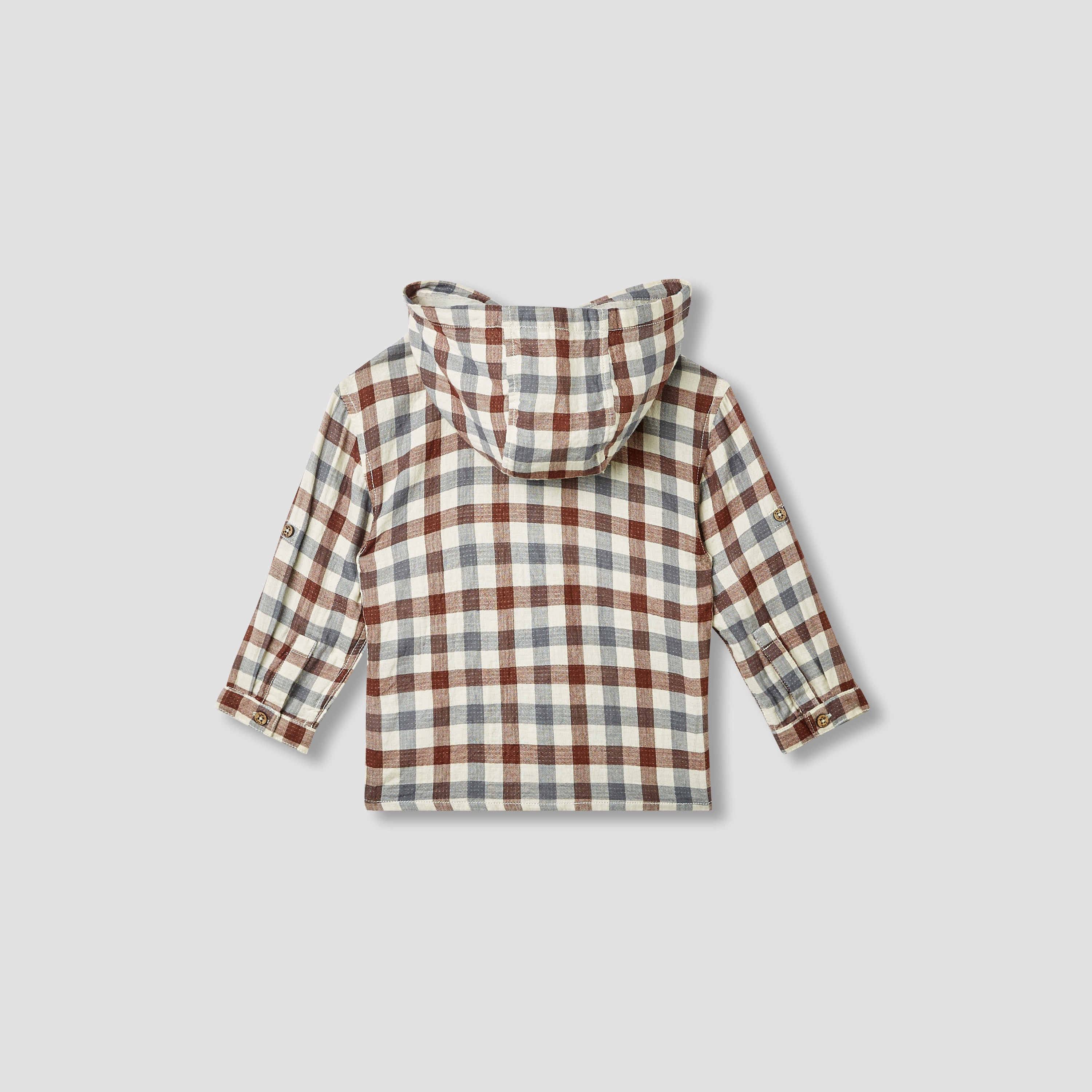 Giggles Checked Hooded Shirt with Long Sleeves