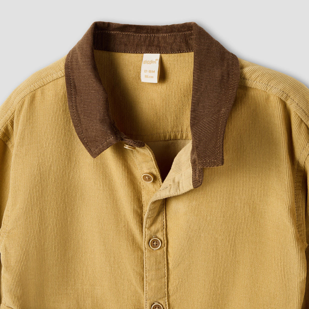 Giggles Textured Collared Shirt with Long Sleeves
