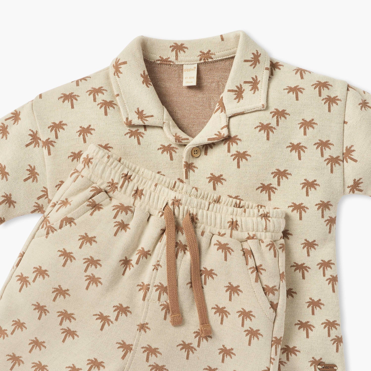 Giggles Palm Tree Print Shirt and Shorts Set