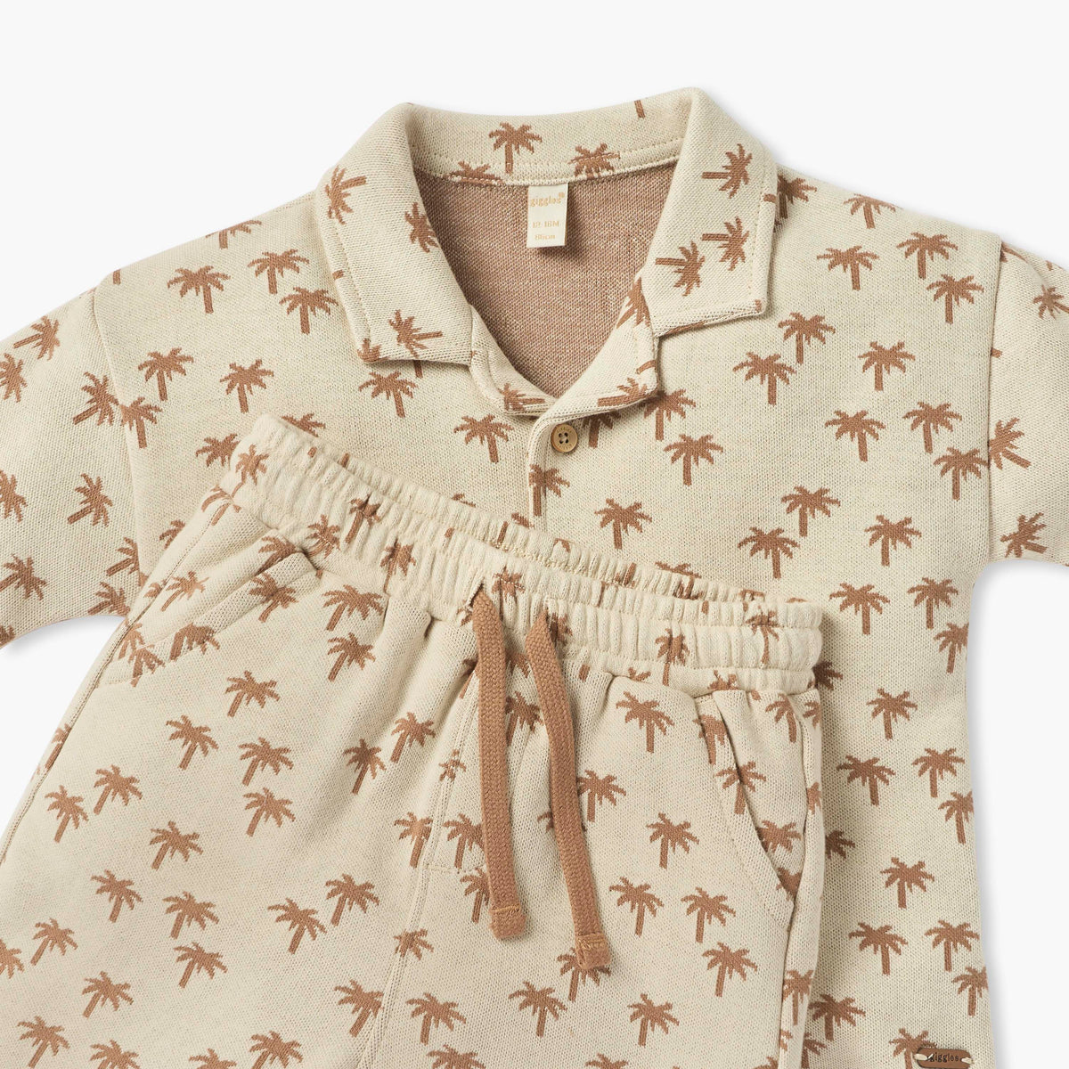 Giggles Palm Tree Print Shirt and Shorts Set