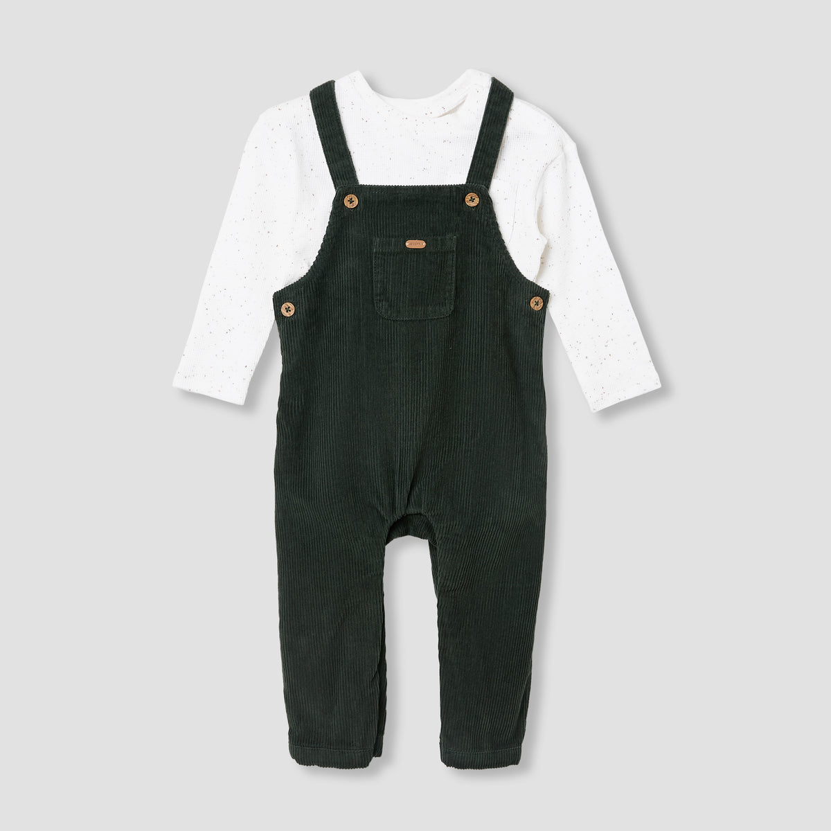 Giggles Ribbed Dungaree and T-shirt Set