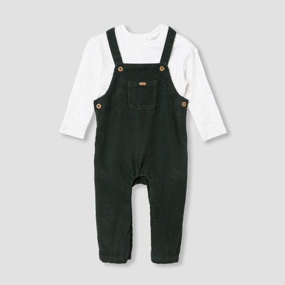 Giggles Ribbed Dungaree and T-shirt Set