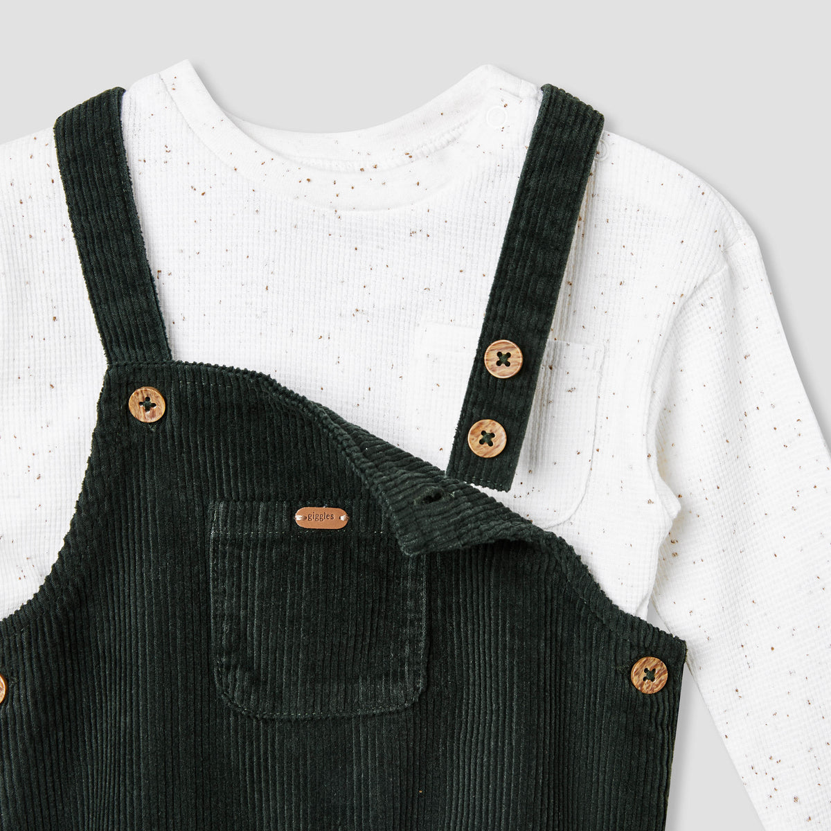 Giggles Ribbed Dungaree and T-shirt Set
