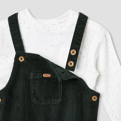 Giggles Ribbed Dungaree and T-shirt Set