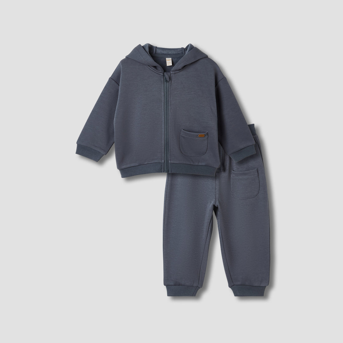 Giggles Boys Hoodie and Joggers Set with Pockets - Cotton - Long Sleeves - Hooded Neck - Grey / 18-24 mths