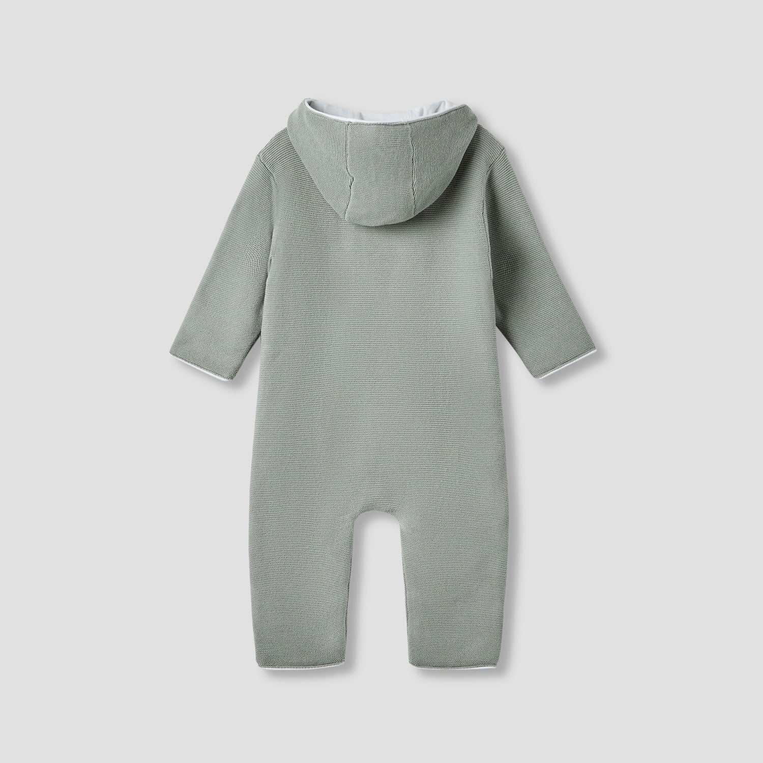 Giggles Textured Hooded Romper with Long Sleeves