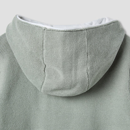 Giggles Textured Hooded Romper with Long Sleeves