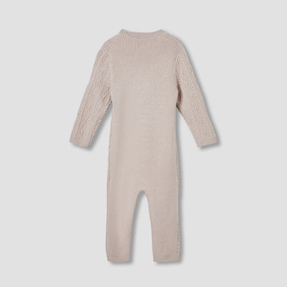 Giggles Cable Knit Romper with Long Sleeves