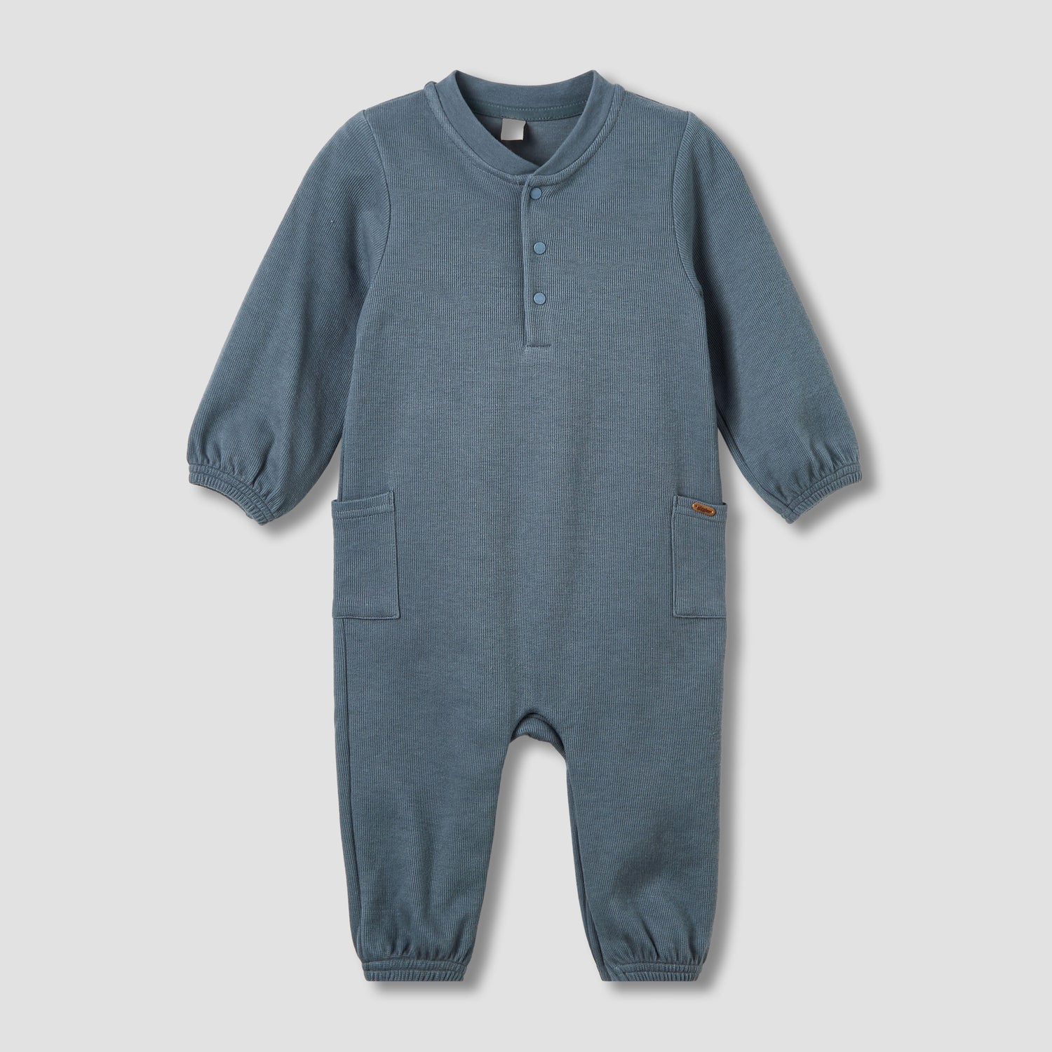 Giggles Henley Neck Long Sleeves Romper with Pockets