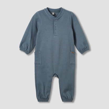 Giggles Henley Neck Long Sleeves Romper with Pockets