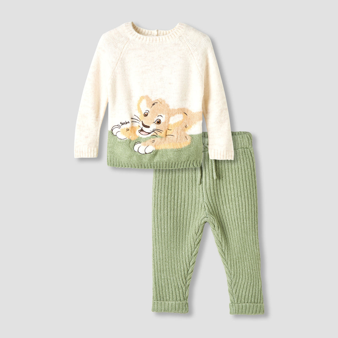 Disney Boys Sweater and Pants Set with Simba Knit Texture - Long Sleeves - Crew Neck - Multicolour / 18-24 mths