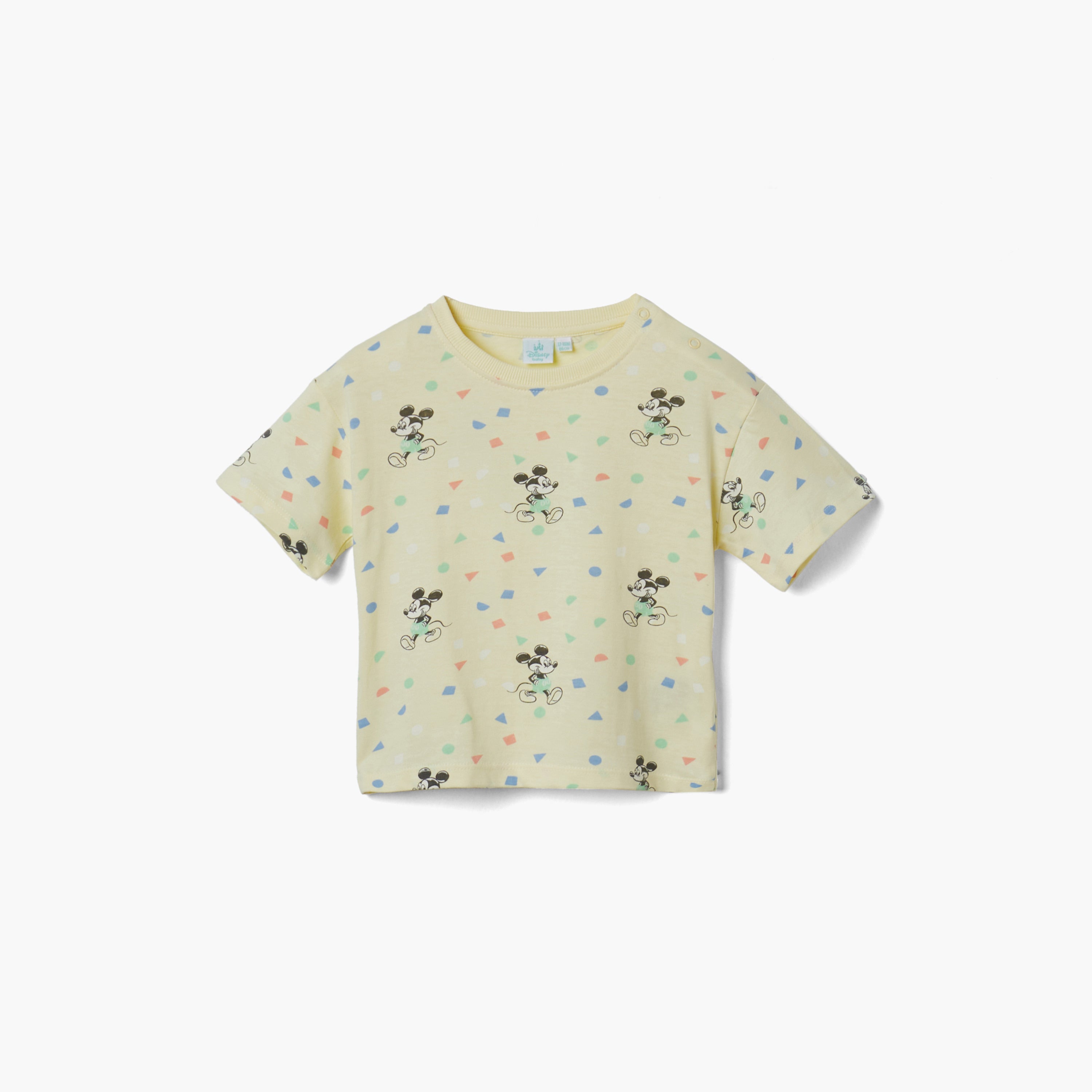 Disney Mickey Mouse Print T-shirt and Shorts Set