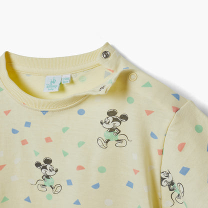 Disney Mickey Mouse Print T-shirt and Shorts Set