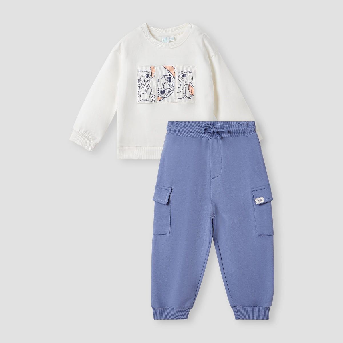 Disney Stitch Print Sweatshirt and Cargo Joggers Set