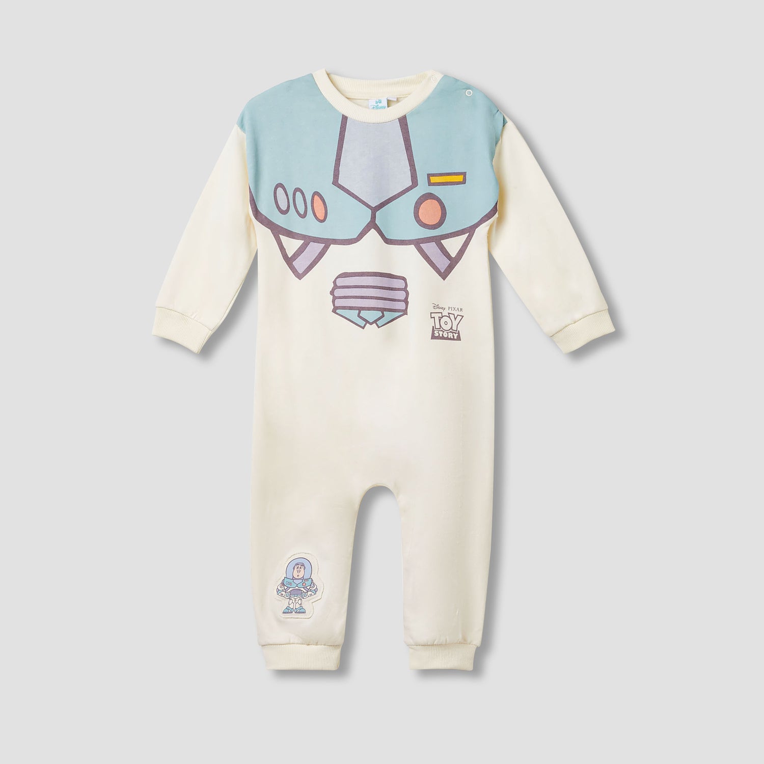 Disney Buzz Lightyear Print Romper with Long Sleeves - Beige / 12-18 mths