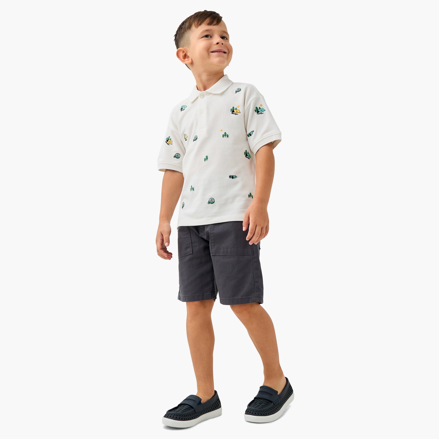 Juniors Embroidered Polo T-shirt with Short Sleeves