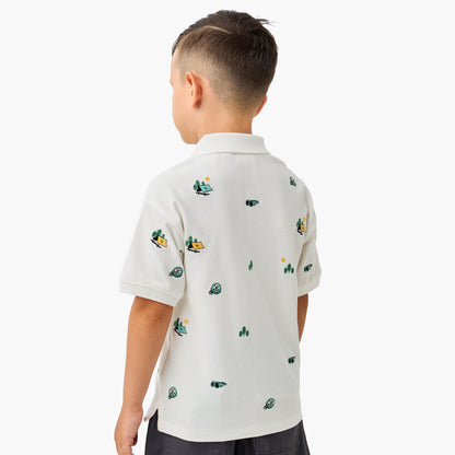 Juniors Embroidered Polo T-shirt with Short Sleeves