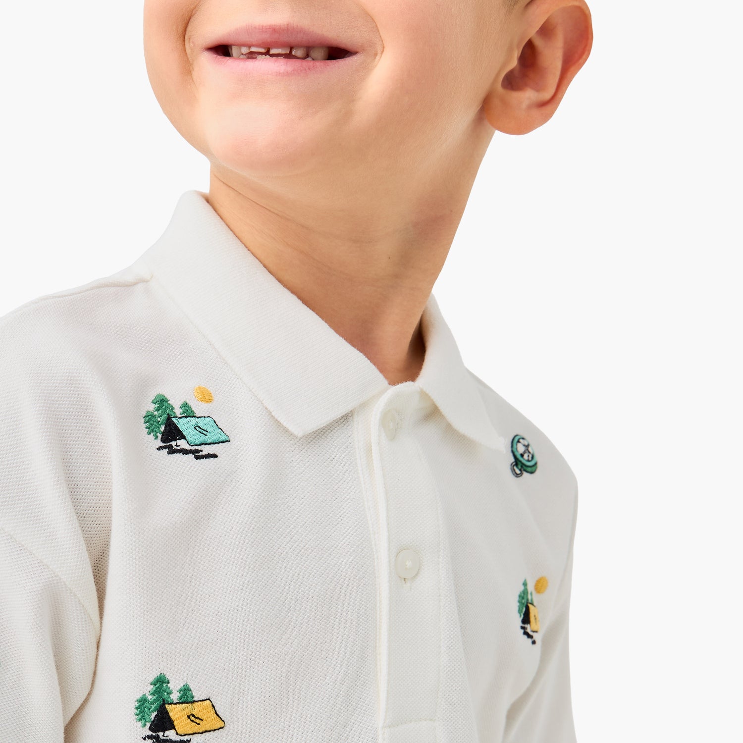 Juniors Embroidered Polo T-shirt with Short Sleeves