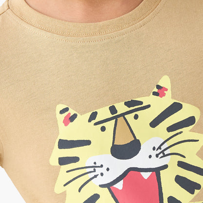 Juniors Tiger Print T-shirt with Long Sleeves