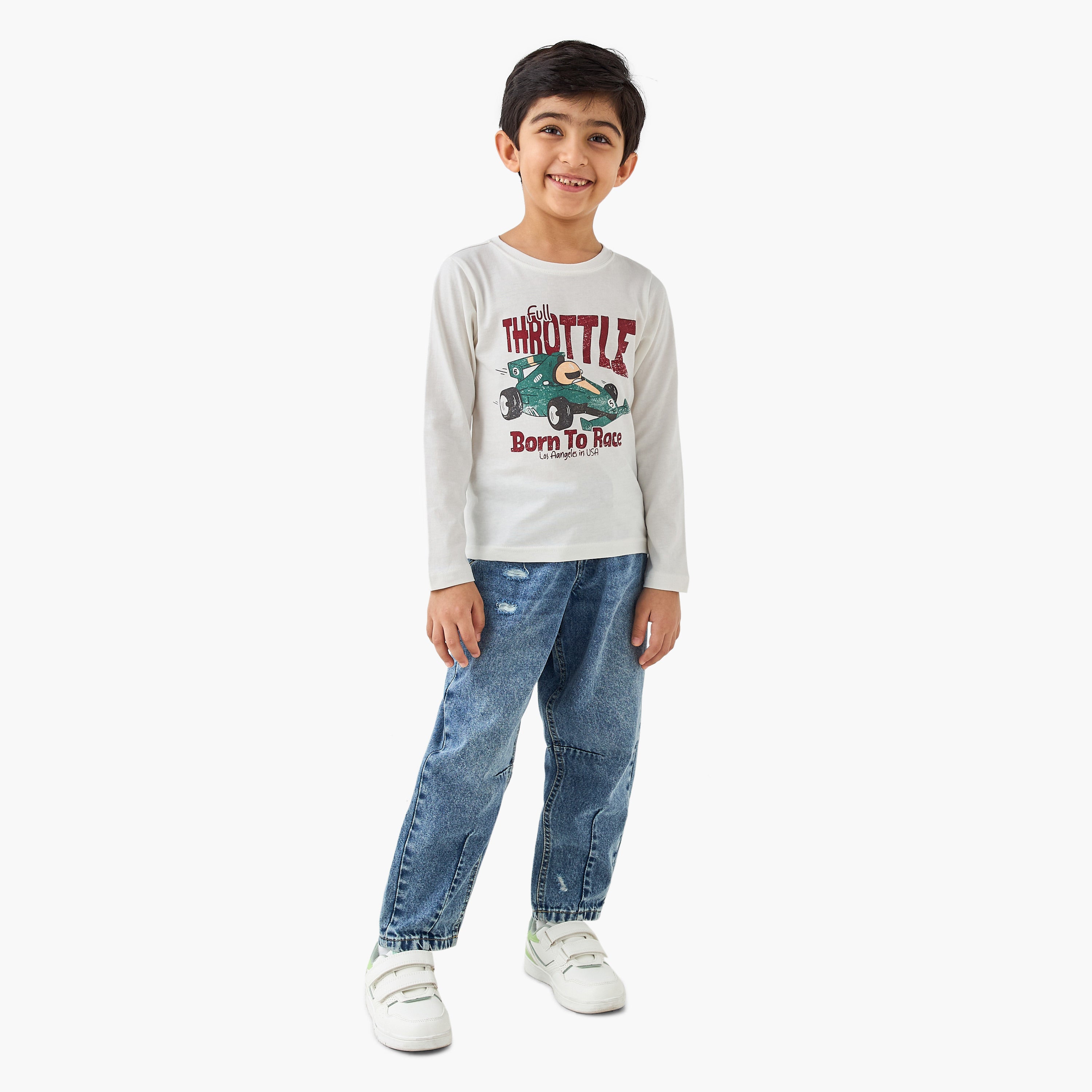 Juniors Printed T-shirt with Long Sleeves