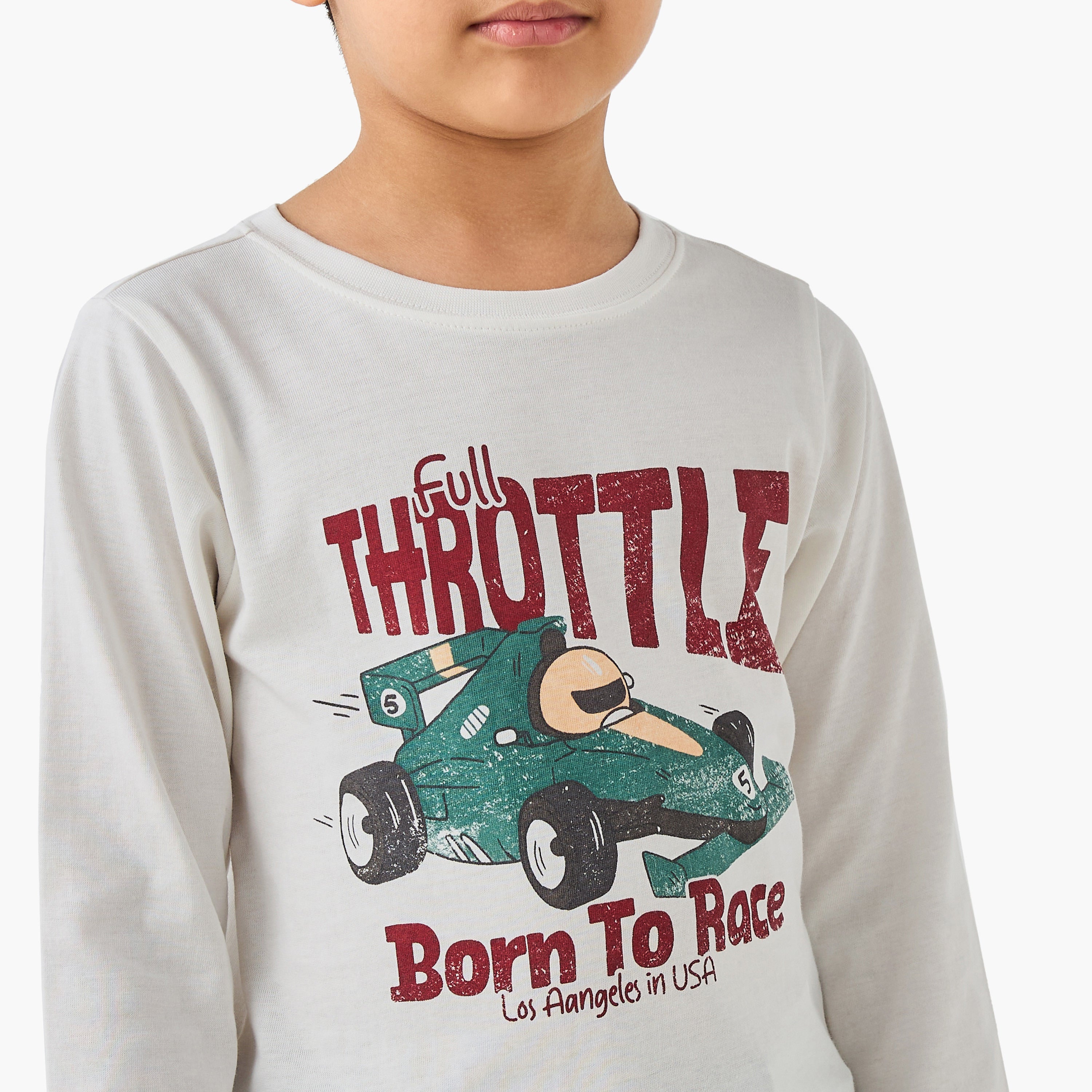 Juniors Printed T-shirt with Long Sleeves