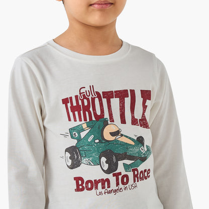 Juniors Printed T-shirt with Long Sleeves
