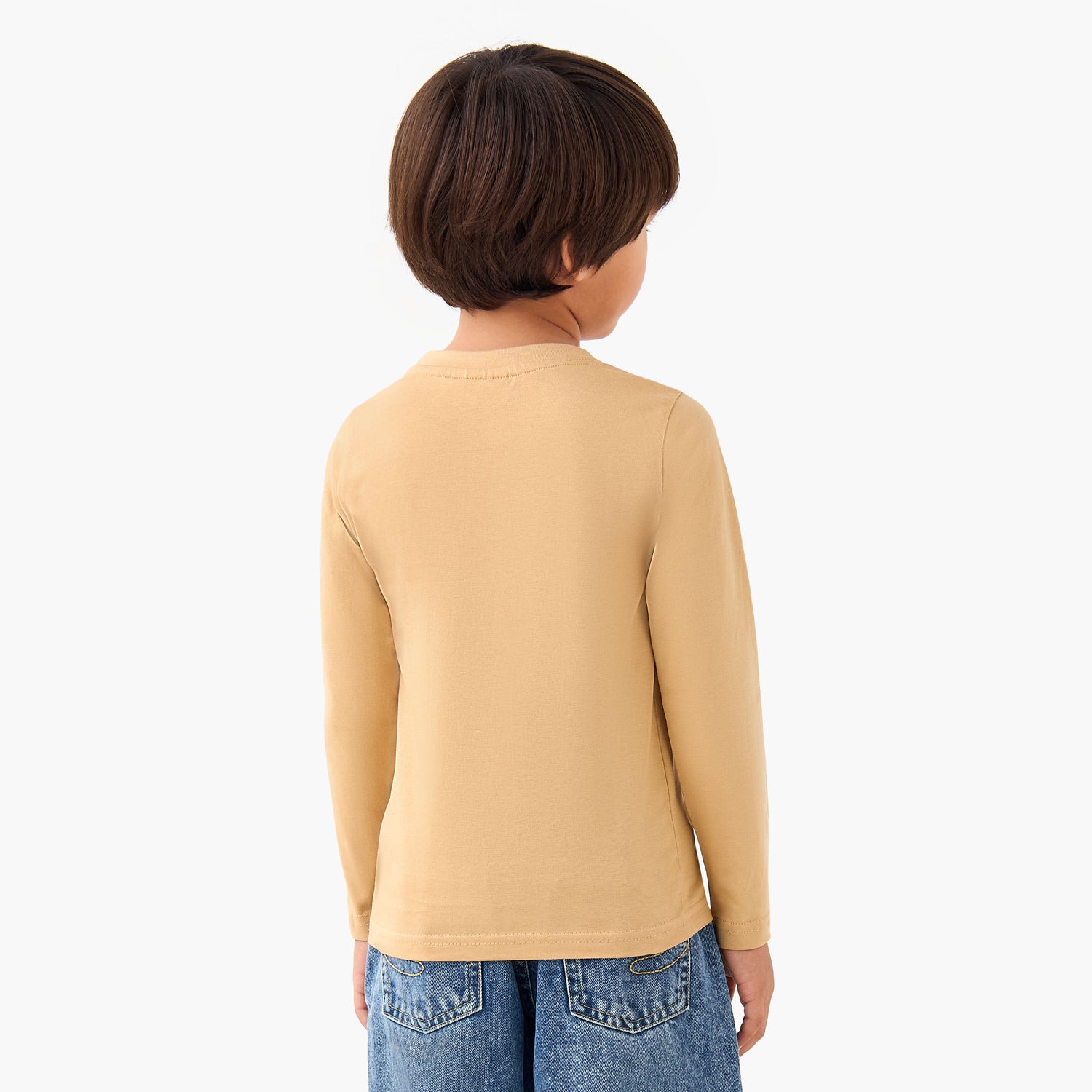Juniors Boys Crew Neck T-shirt with Slogan Print - Cotton - Long Sleeves