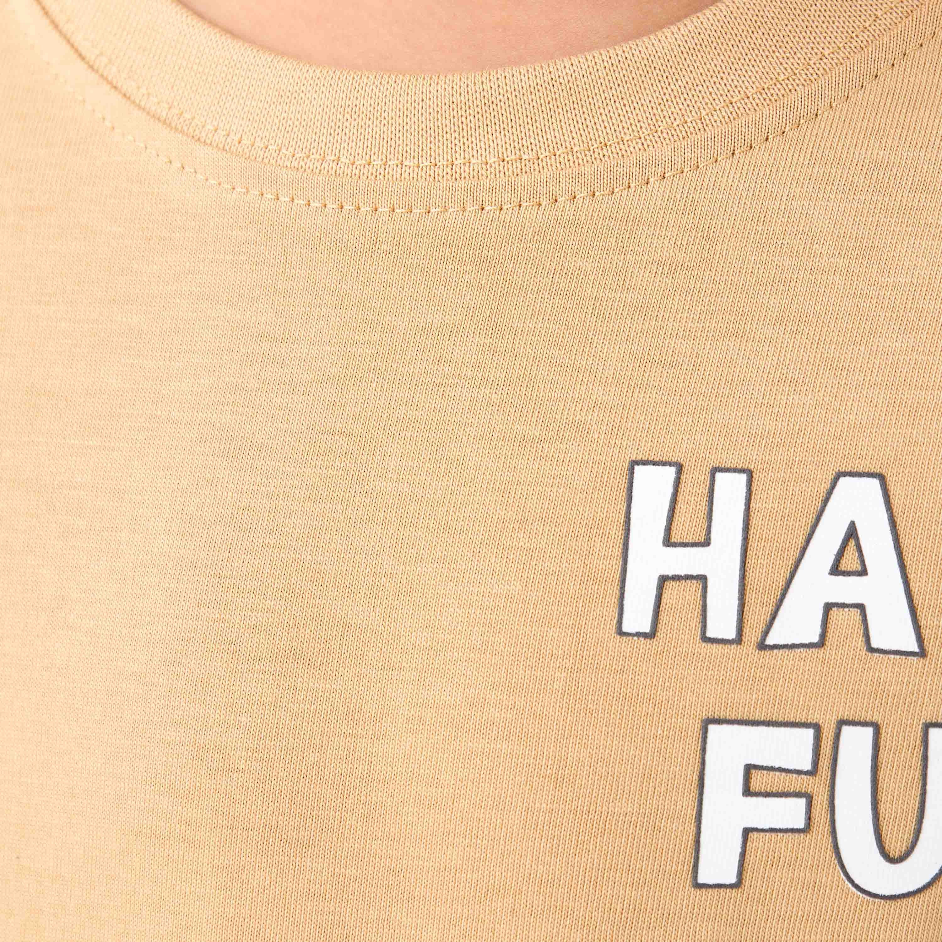 Juniors Boys Crew Neck T-shirt with Slogan Print - Cotton - Long Sleeves
