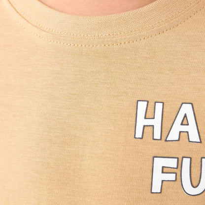 Juniors Boys Crew Neck T-shirt with Slogan Print - Cotton - Long Sleeves