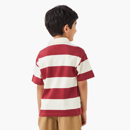 Juniors Collared Short Sleeves Polo T-shirt with Stripes