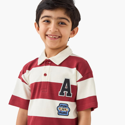 Juniors Collared Short Sleeves Polo T-shirt with Stripes