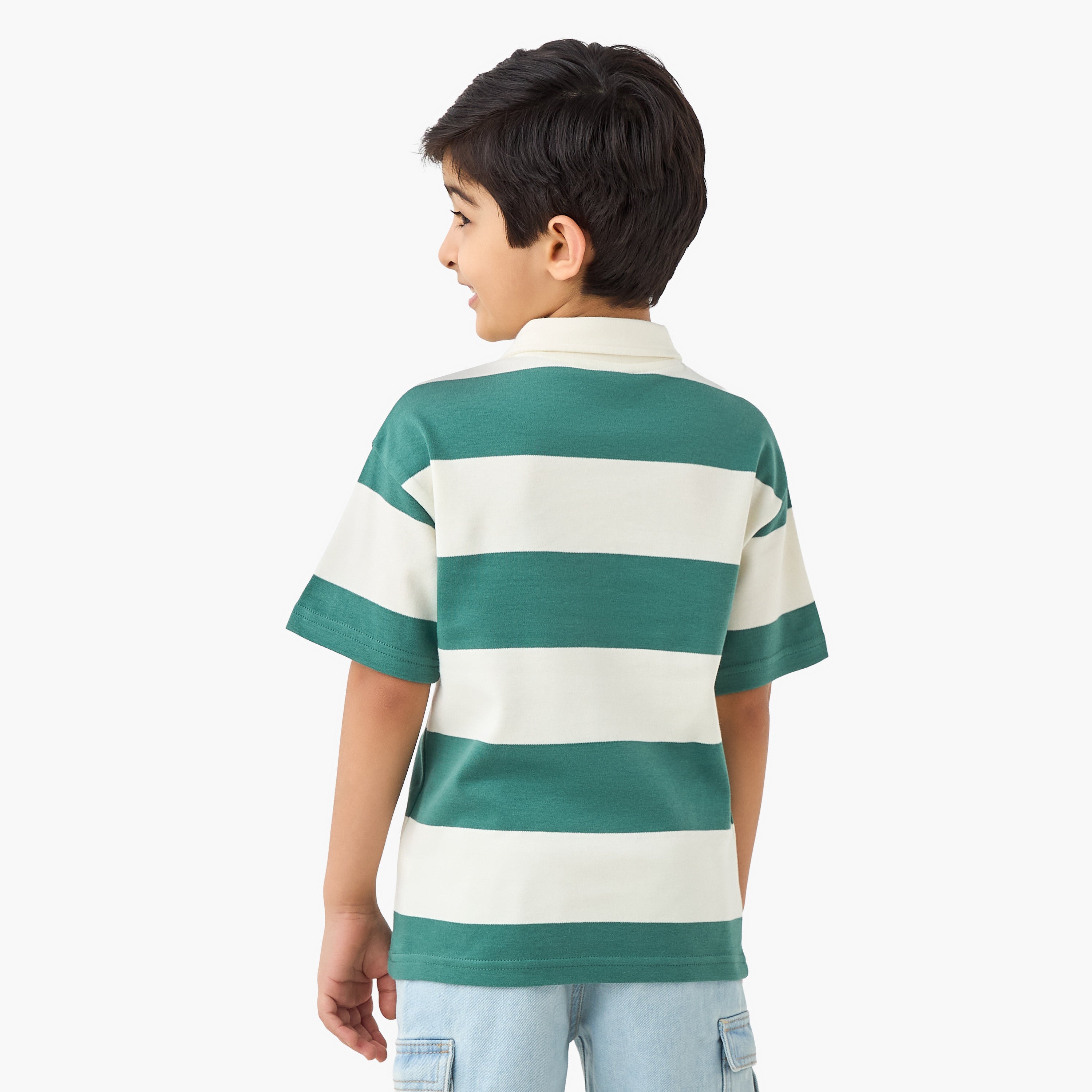 Juniors Collared Short Sleeves Polo T-shirt with Stripes