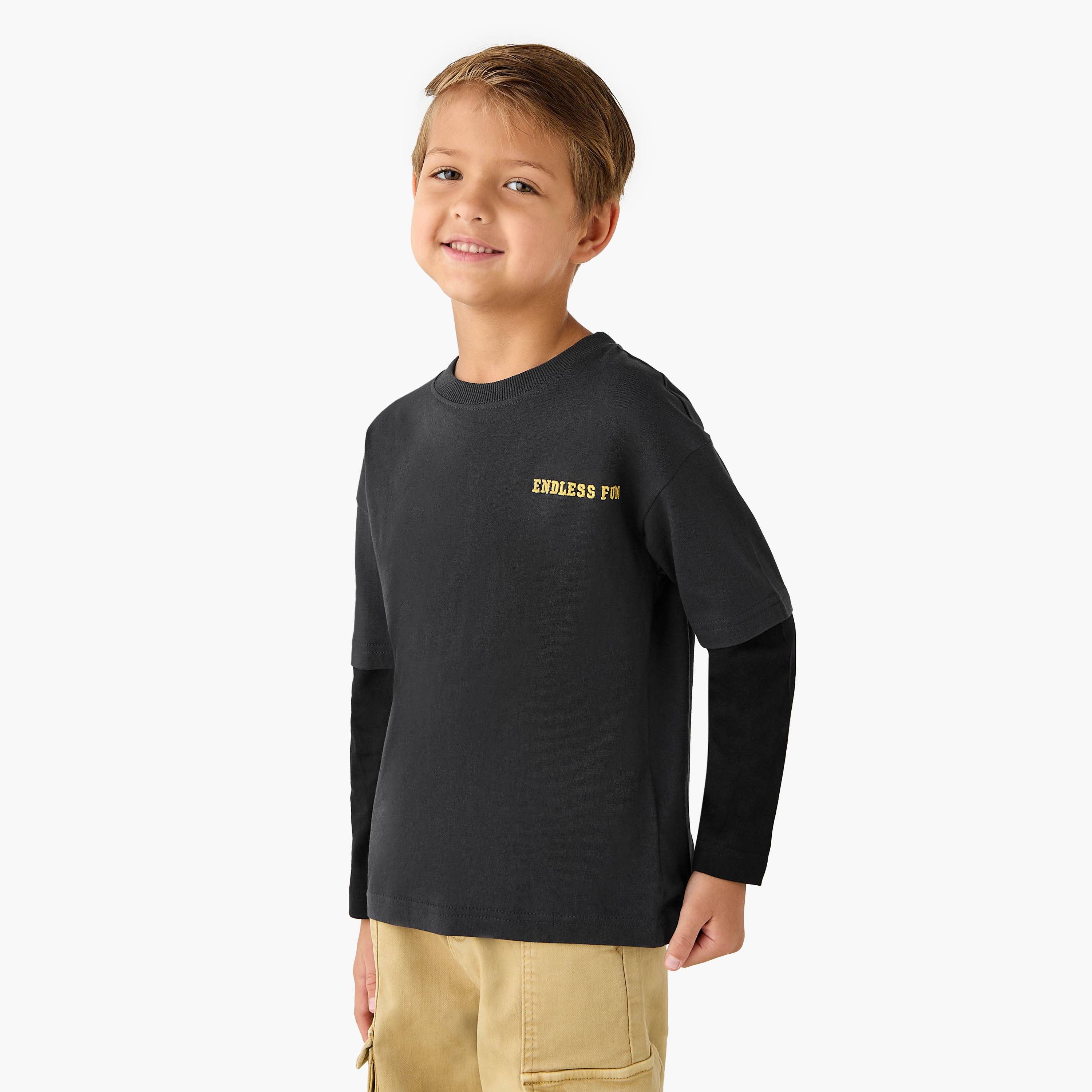 Juniors Embroidered T-shirt with Long Sleeves
