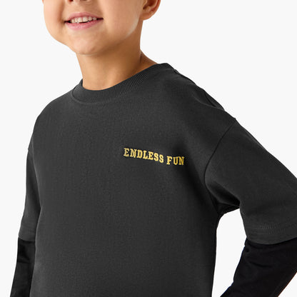 Juniors Embroidered T-shirt with Long Sleeves
