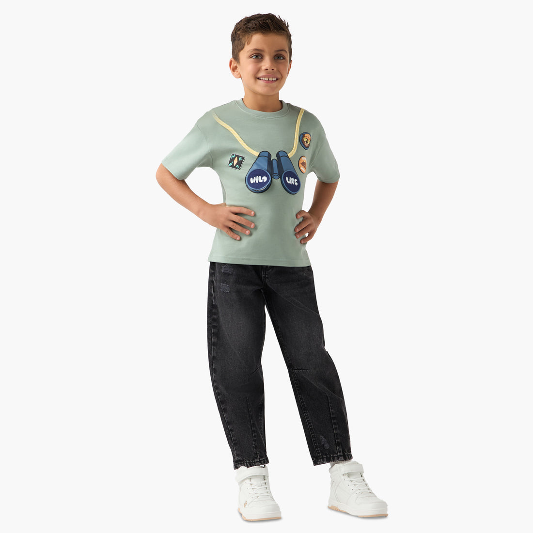 Juniors Printed T-shirt with Crew Neck