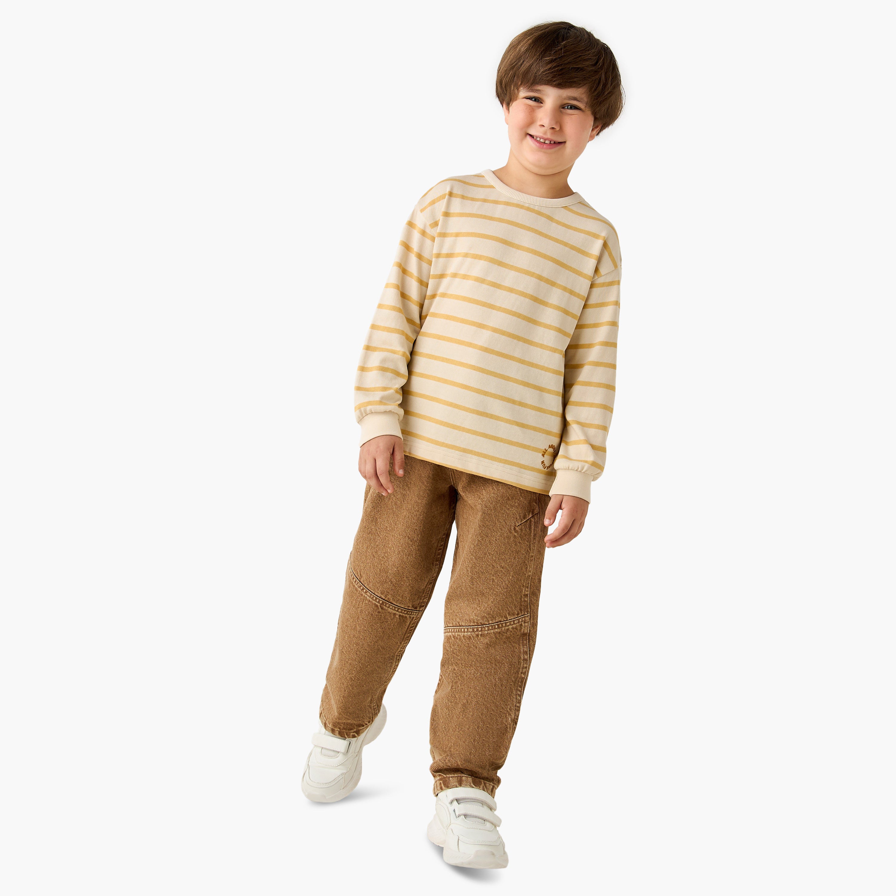 Juniors Striped T-Shirt with Long Sleeves