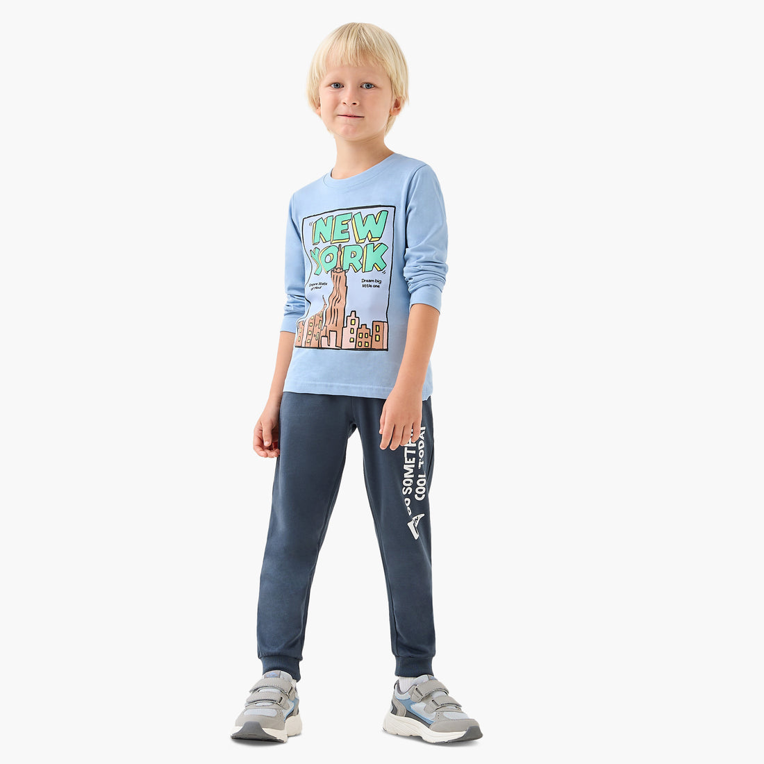 Juniors Boys Crew Neck T-shirt with Graphic Print - Cotton - Long Sleeves
