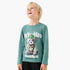 Juniors Boys Crew Neck T-shirt with Teddy Bear Print - Cotton - Long Sleeves - Green / 1-2 yrs