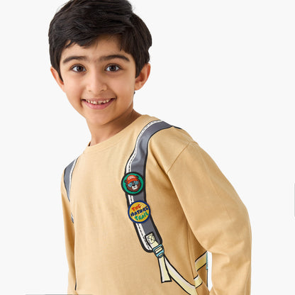Juniors Backpack Print T-shirt with Long Sleeves