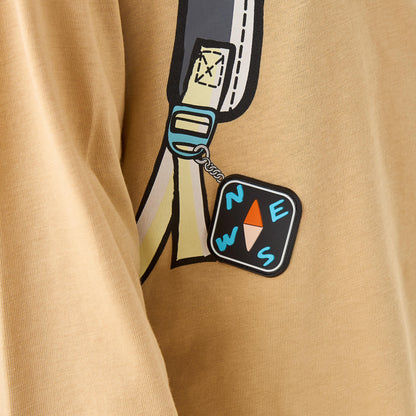 Juniors Backpack Print T-shirt with Long Sleeves