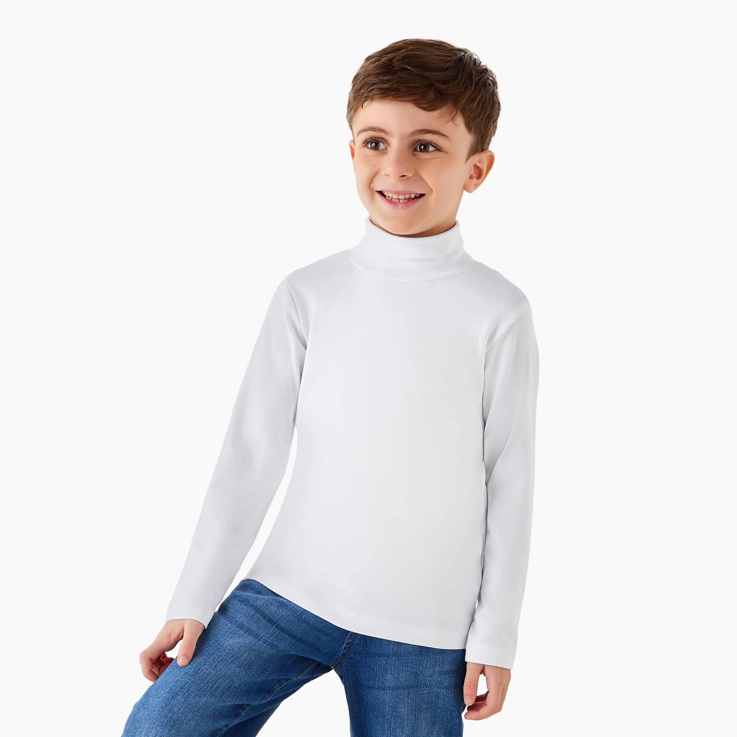 Juniors Boys Turtleneck T-shirt - Cotton Blend - Long Sleeves