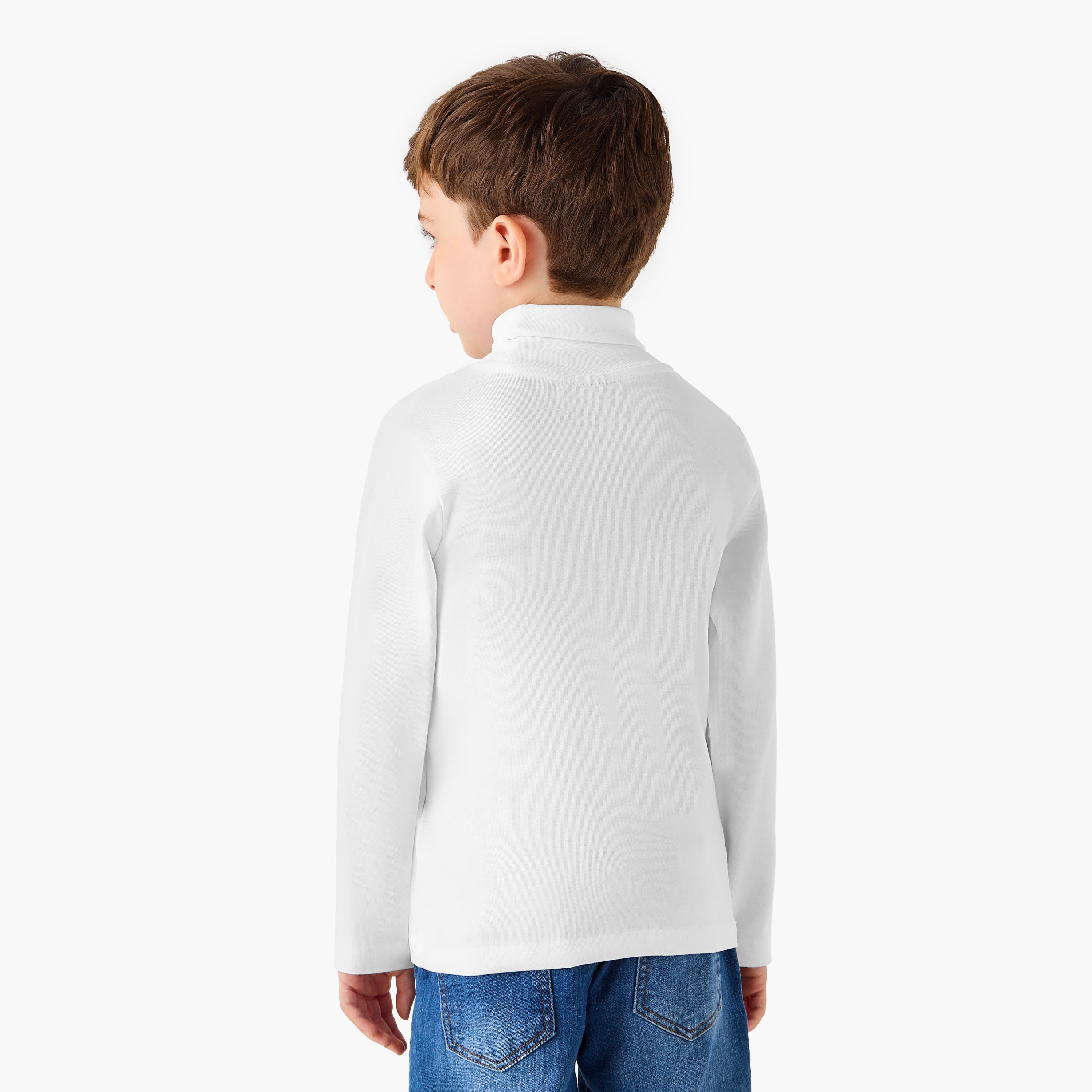 Juniors Boys Turtleneck T-shirt - Cotton Blend - Long Sleeves
