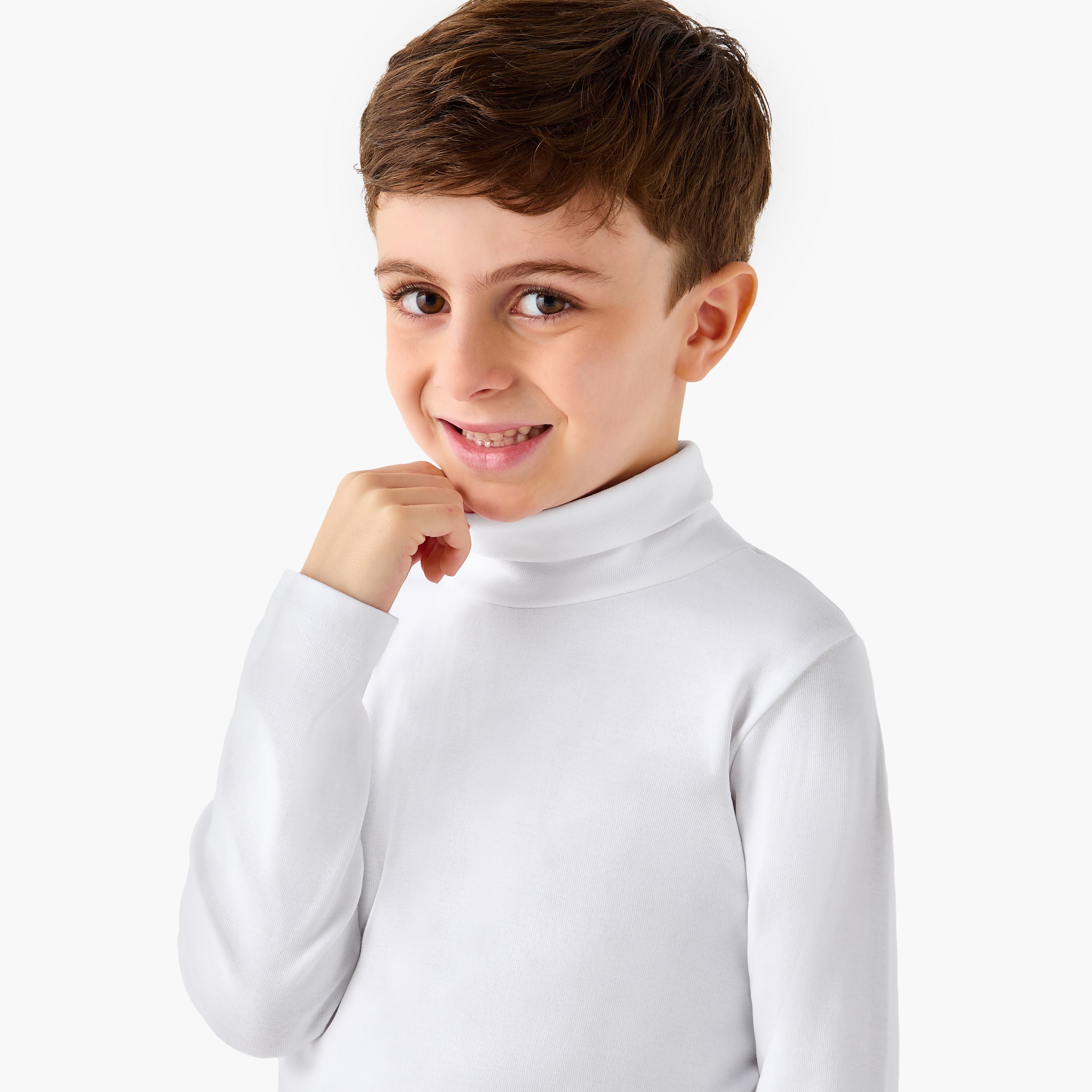 Juniors Boys Turtleneck T-shirt - Cotton Blend - Long Sleeves
