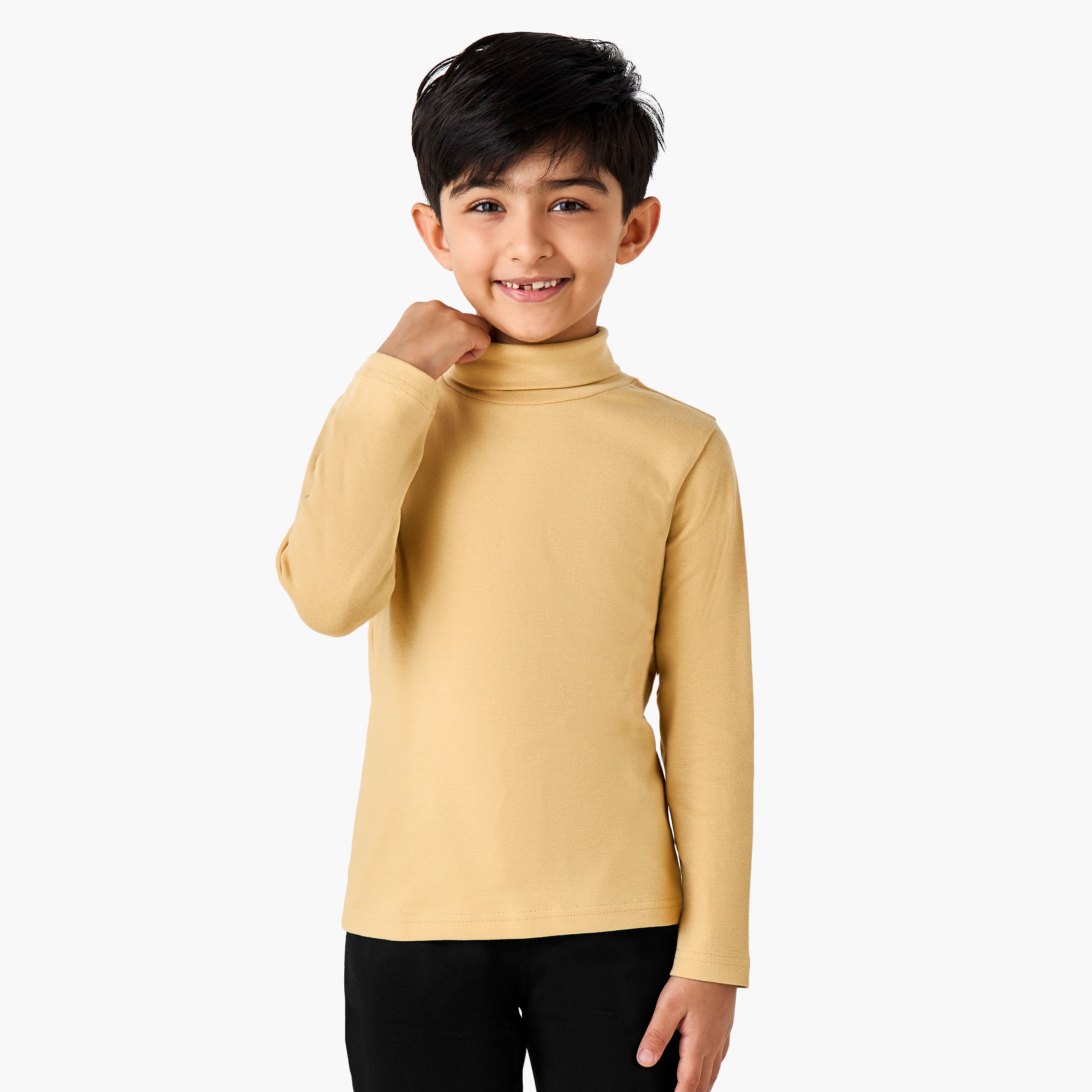 Juniors Boys Turtleneck T-shirt - Cotton Blend - Long Sleeves