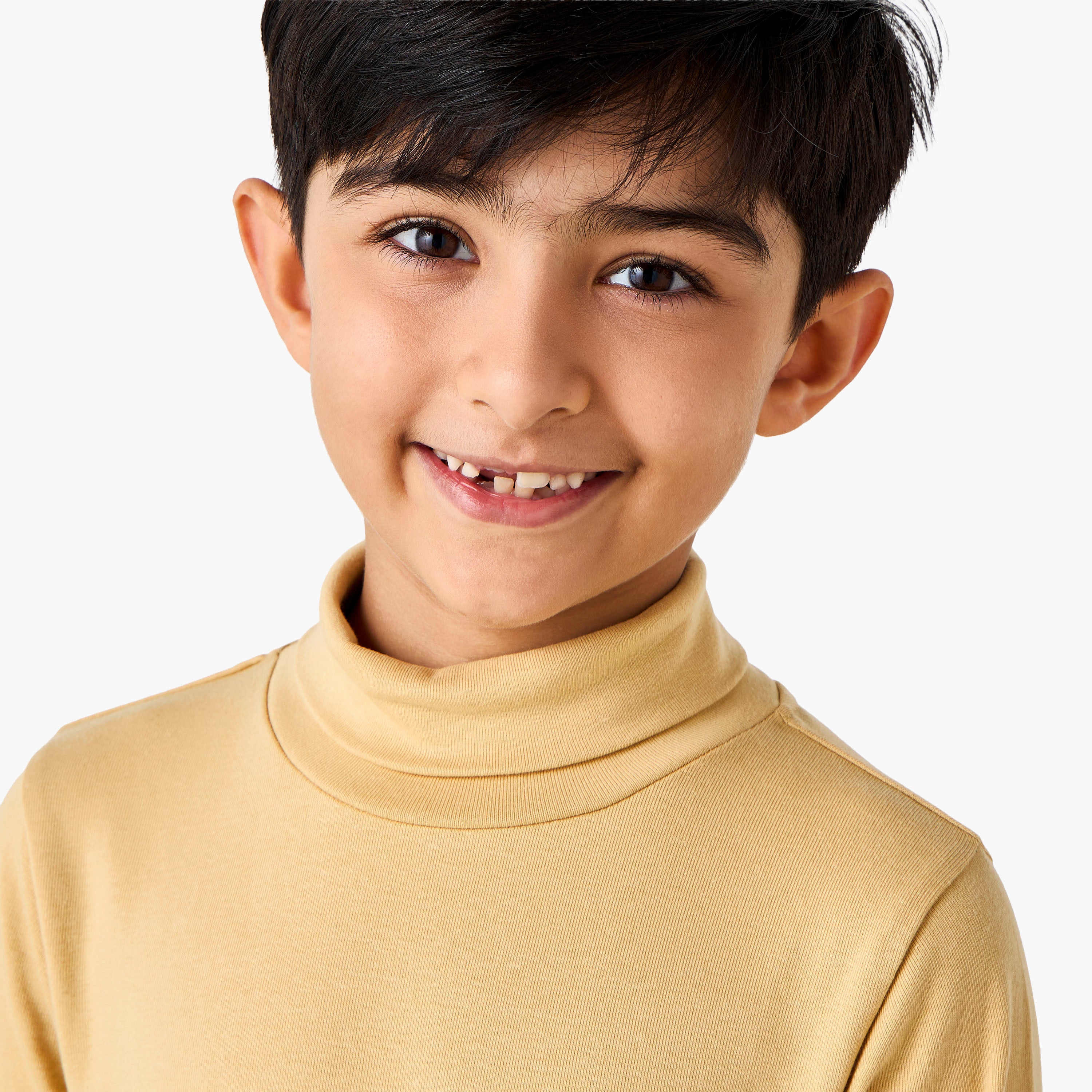 Juniors Boys Turtleneck T-shirt - Cotton Blend - Long Sleeves